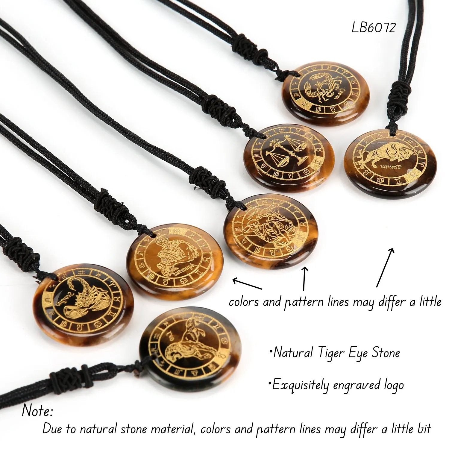 Engraved Natural Stone Necklace Energy Healing Jewelry 4