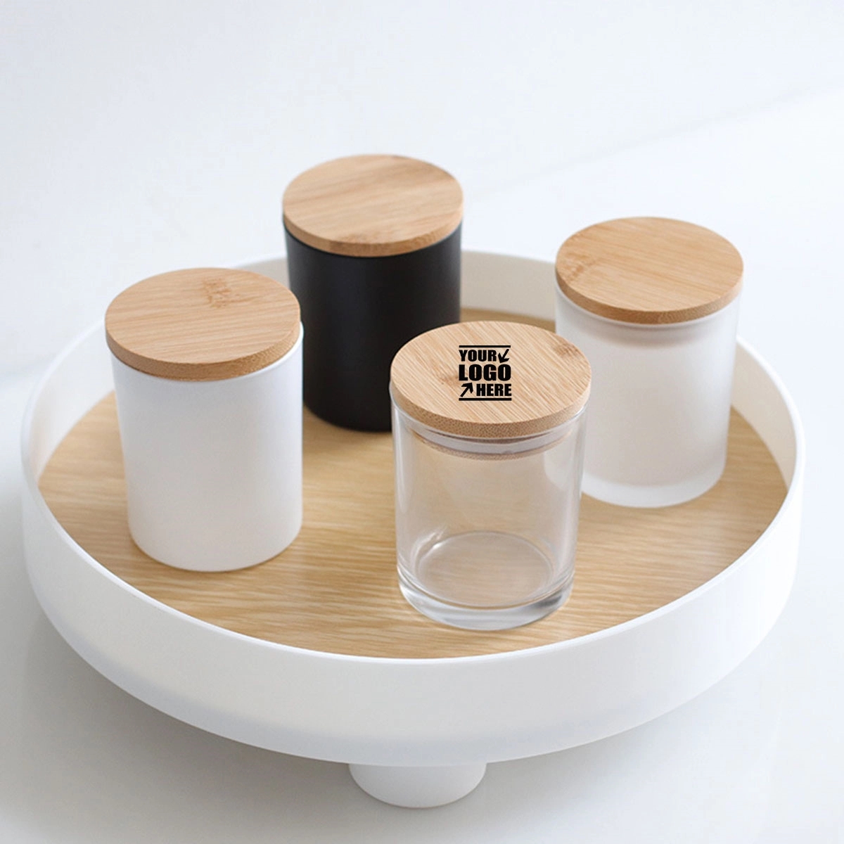 Glass Candle Jars With Airtight Bamboo Lids 2