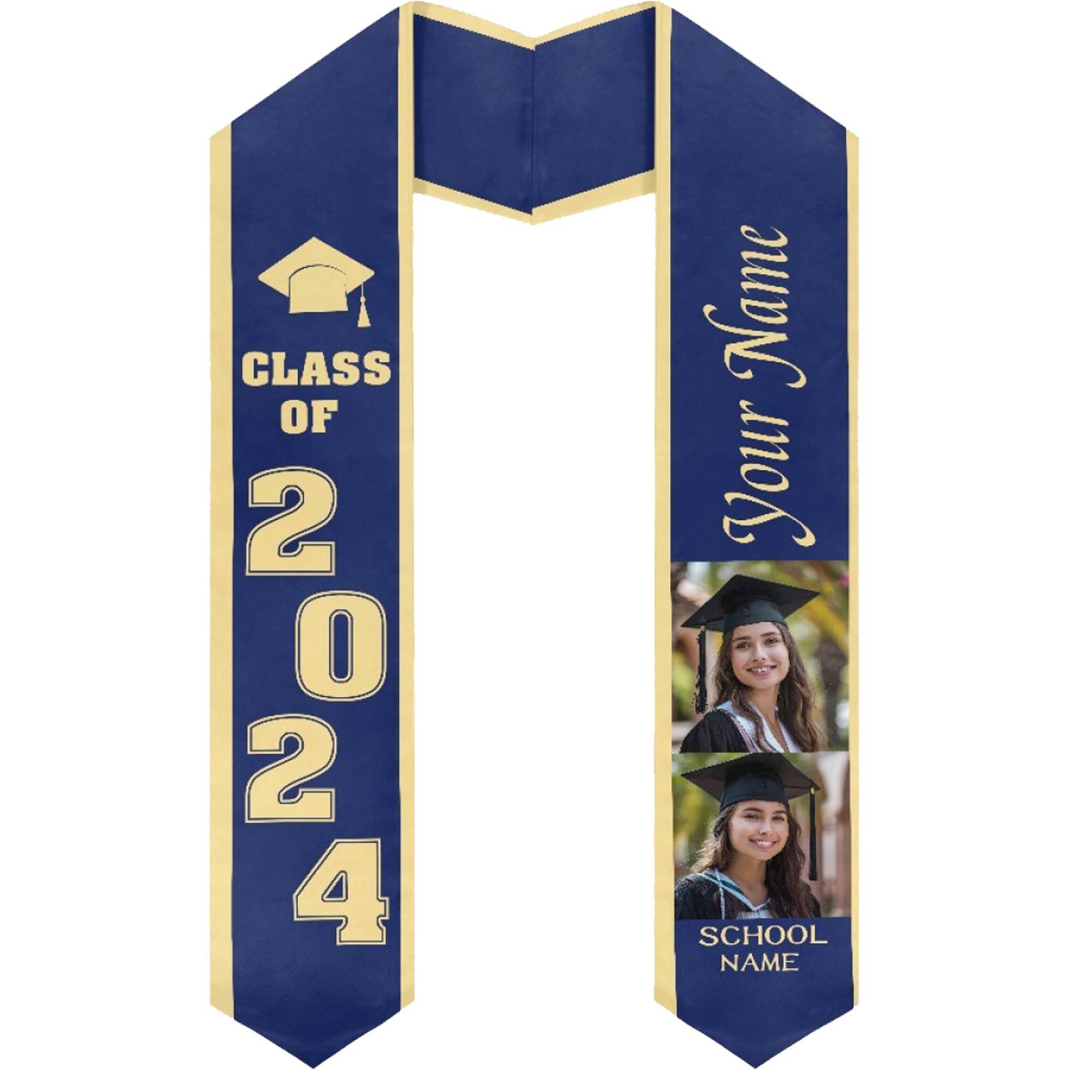 37" Custom Wearproof Graduation Stole Sash w/ Name & Photo 12