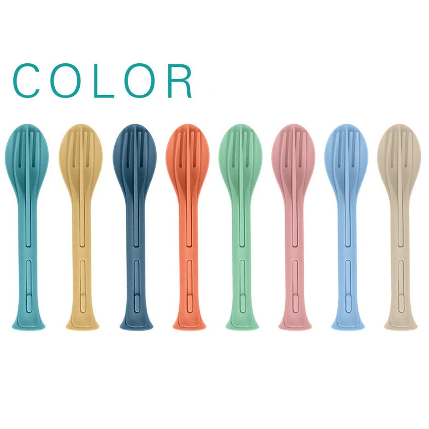 Wheat Straw Three-in-One Portable Cutlery Set 11