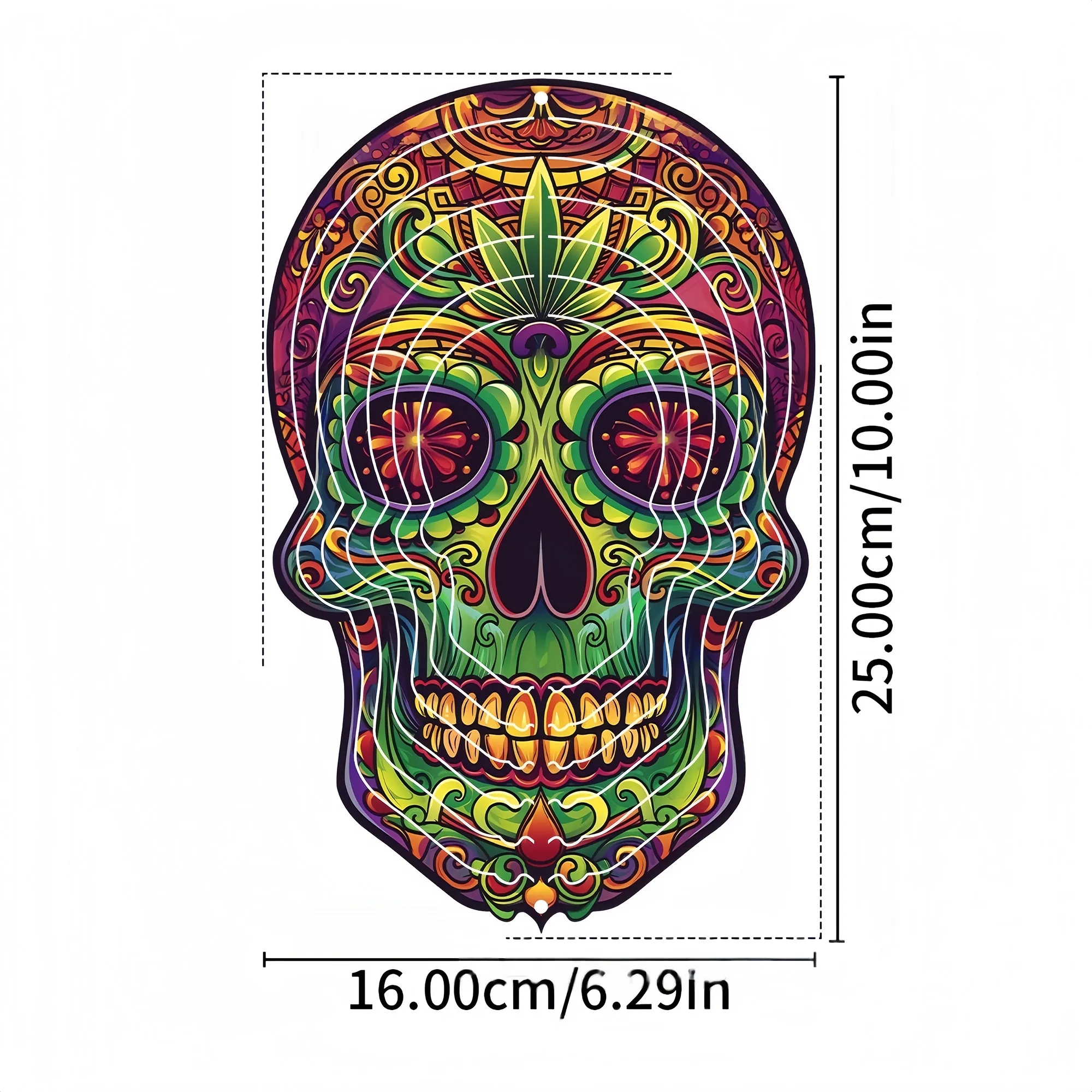 Vibrant 3D Skull Wind Spinner For Halloween Decor 8