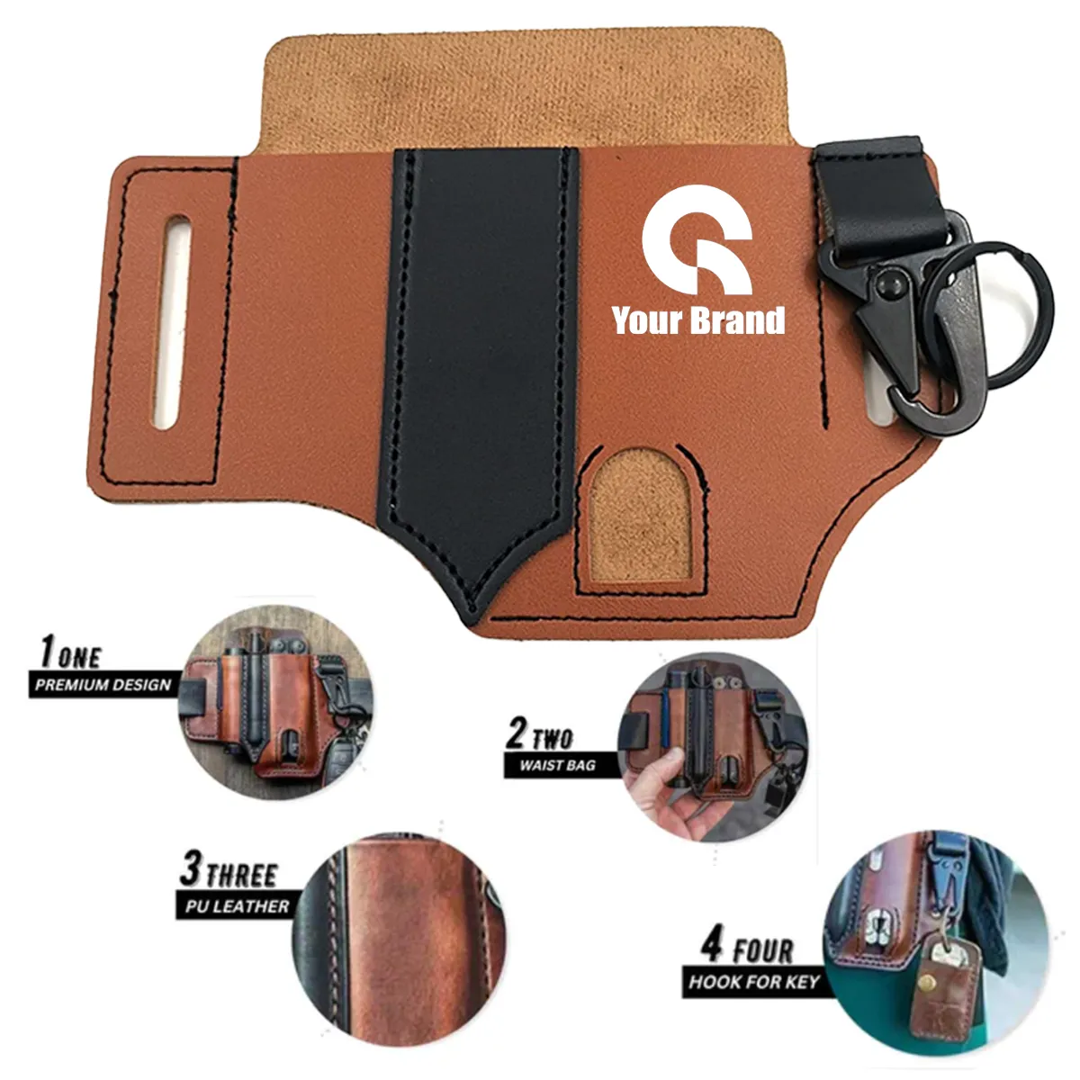 5 Pcs Durable Stylish Leather Multitool Belt Sheath 2