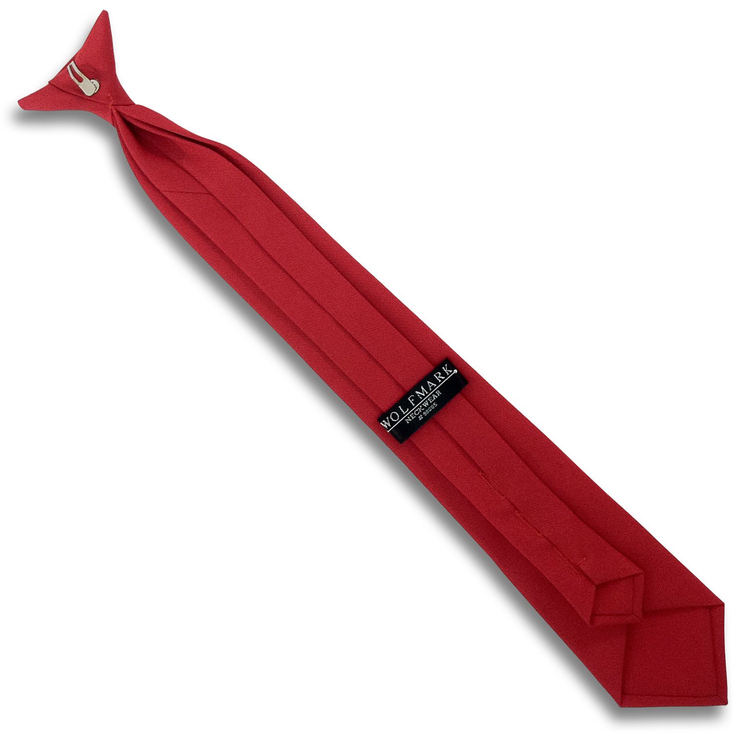 20" Red Polyester Poplin Clip-On Tie 1