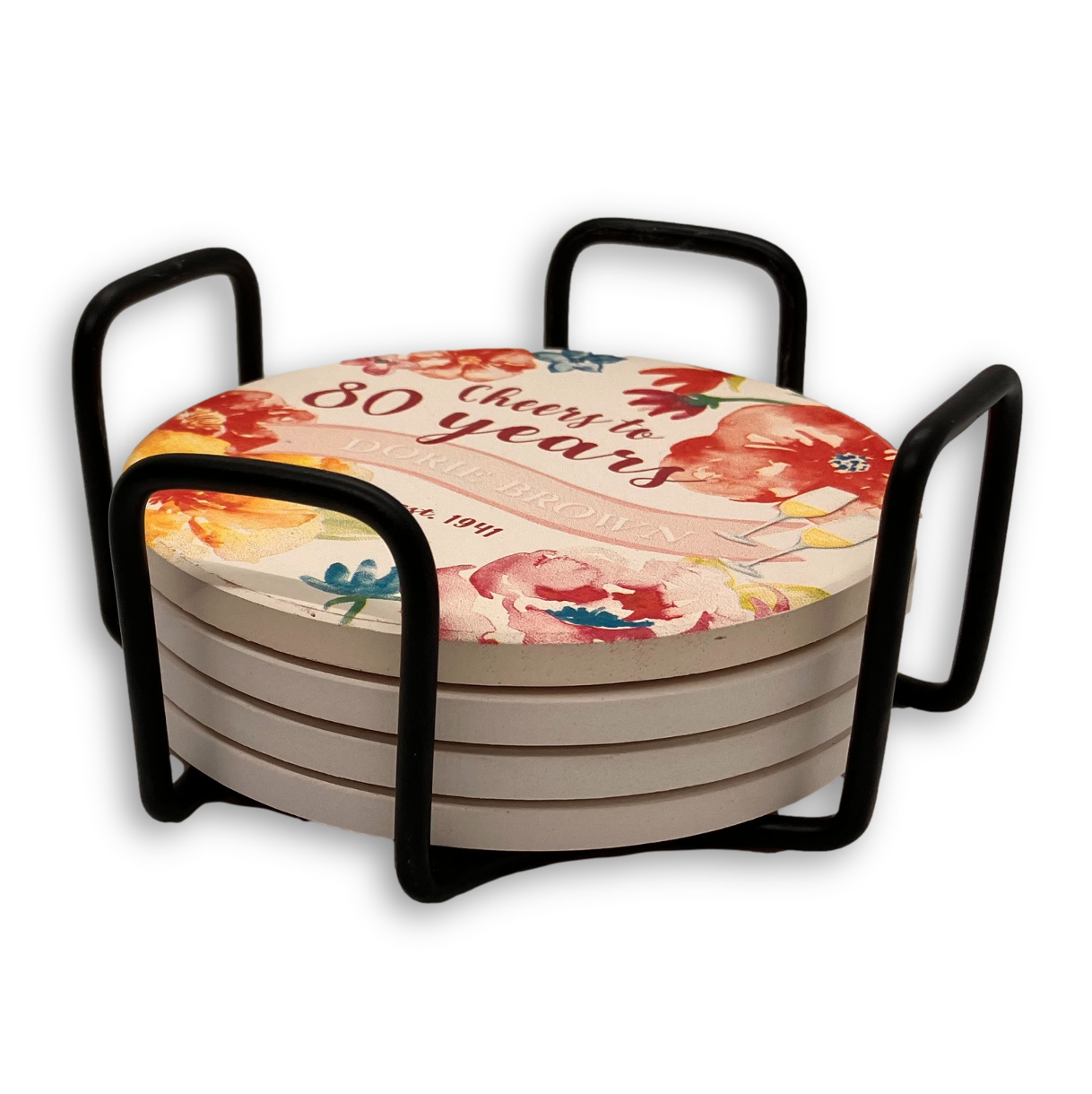 Geometric Metal 4 Coaster Holder Sets 12