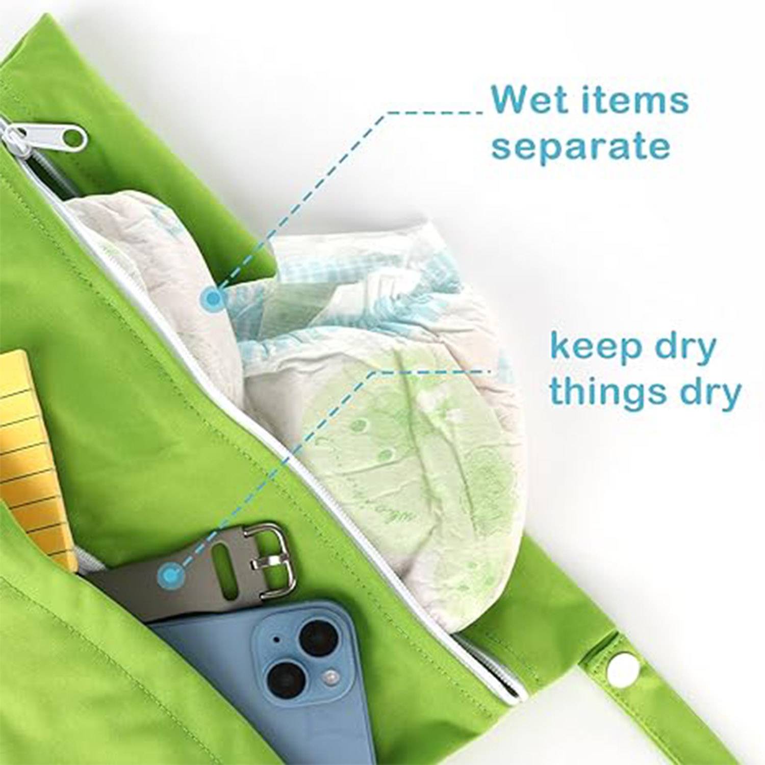 Baby Cloth Diaper Wet/Dry Bags with Two Zippered Pockets 4