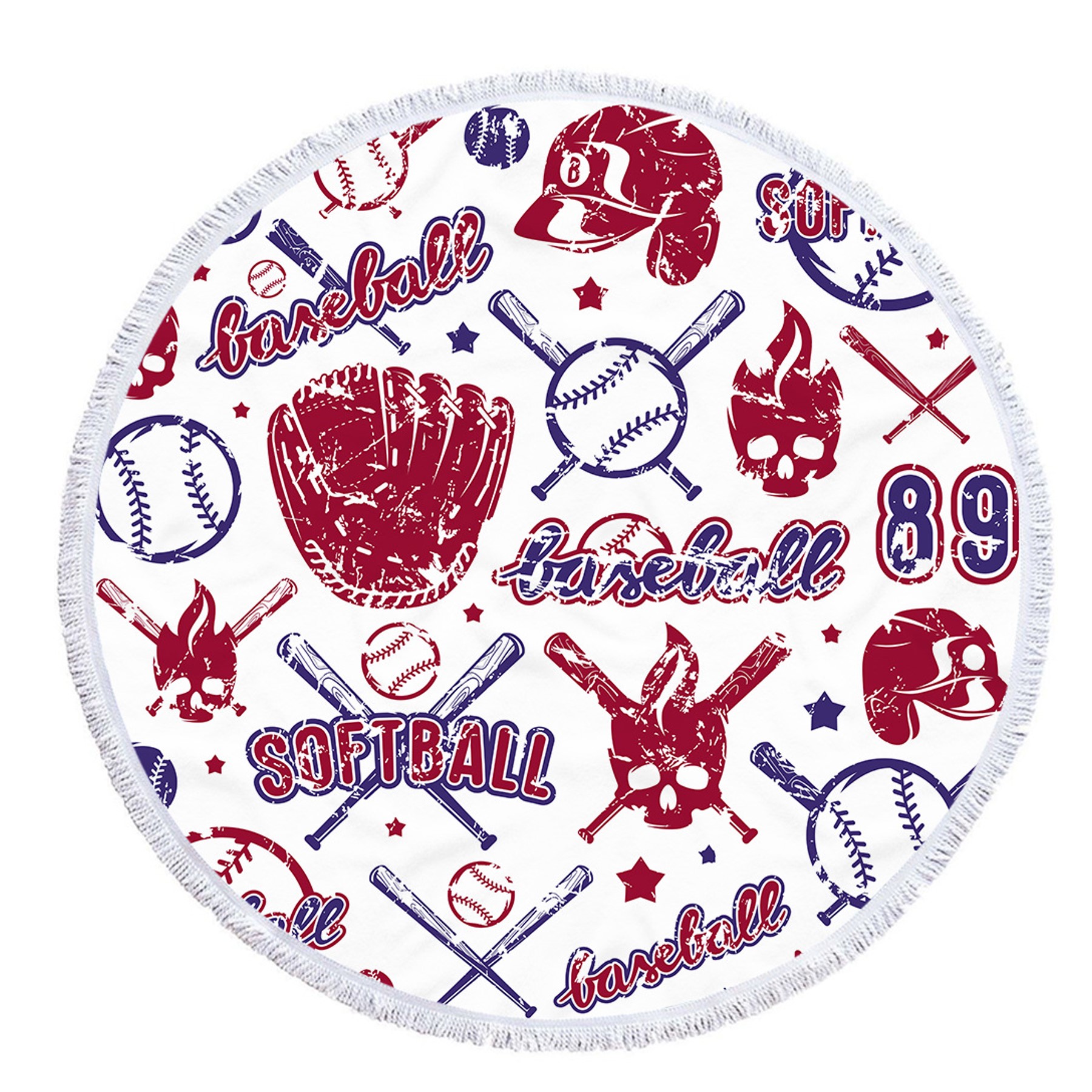 Baseball Printed Round Beach Towel (direct import) 5