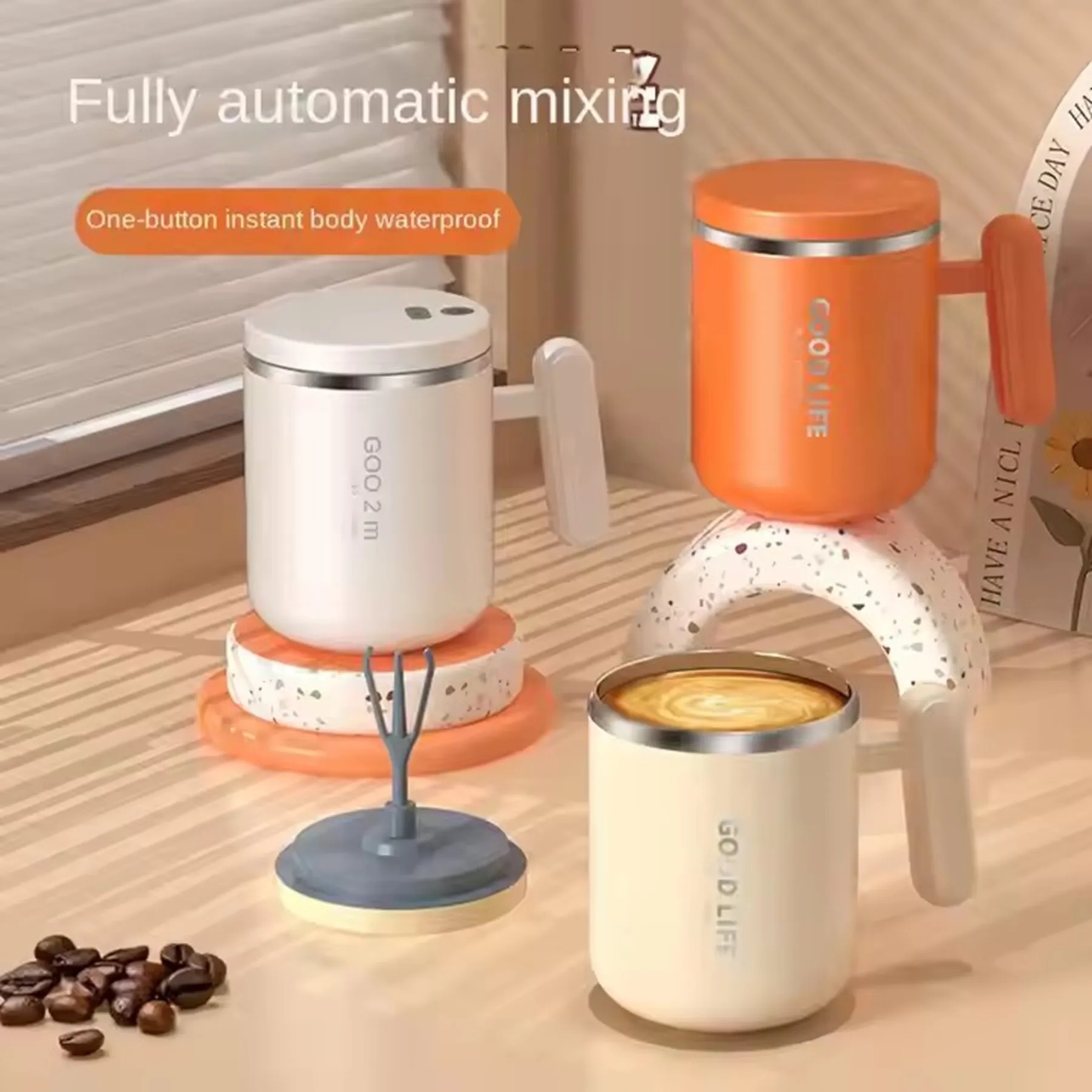 13 Oz. Automatic Mixing Stainless Steel Coffee Cup 2
