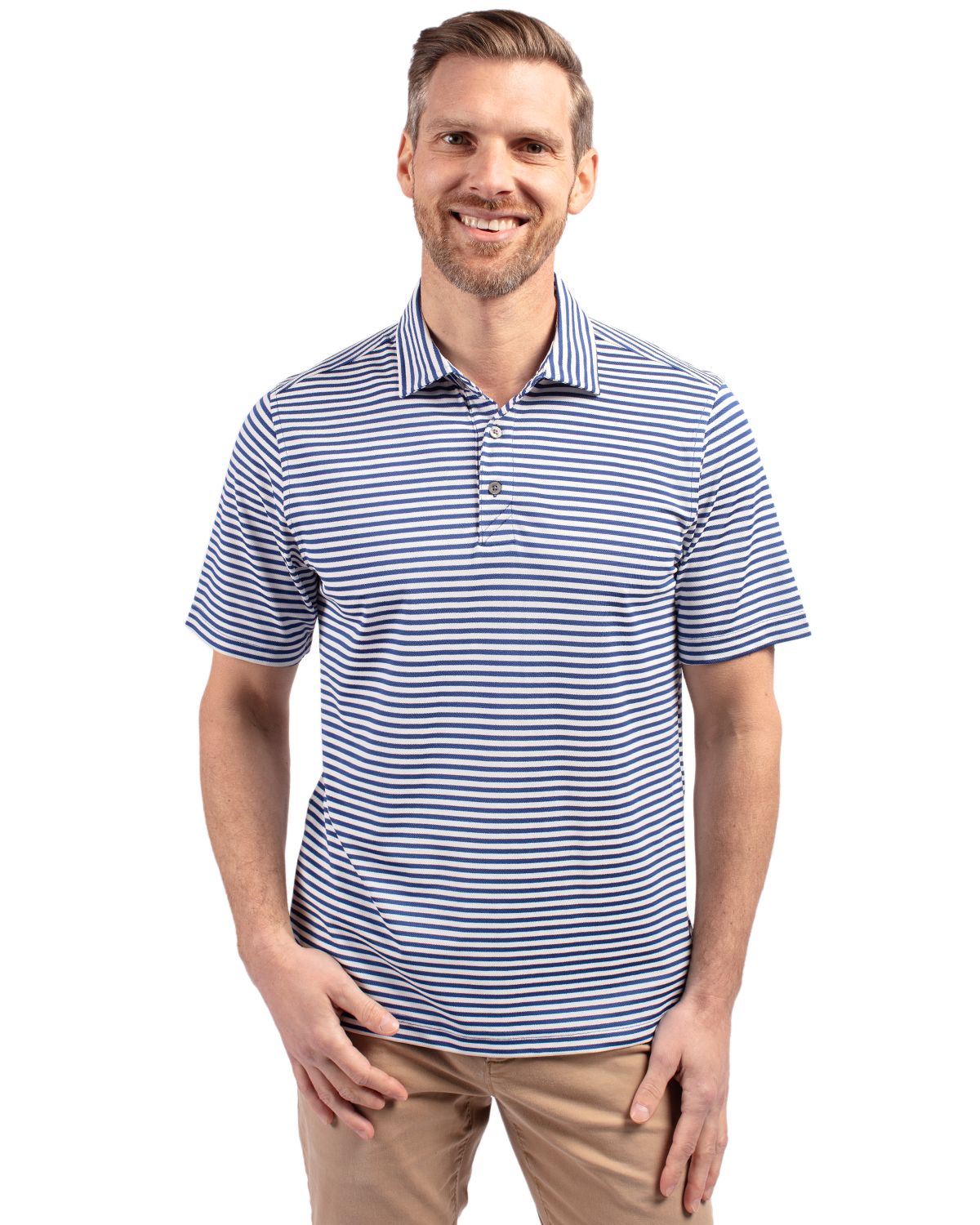 Cutter & Buck Virtue Recycled Stripe Featherlight Pique Mens Big & Tall Polo Big & Tall 27