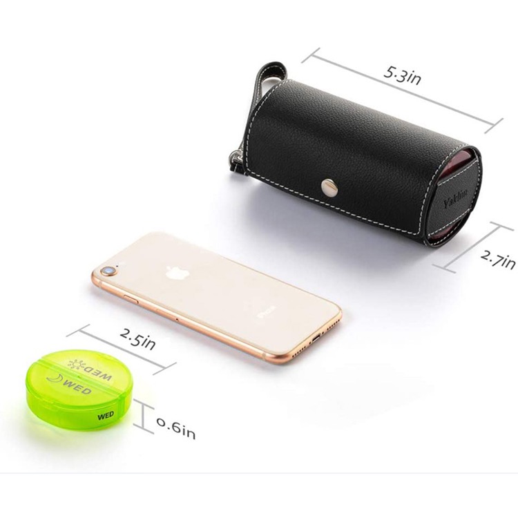 Portable one week small pill box leather bag 4