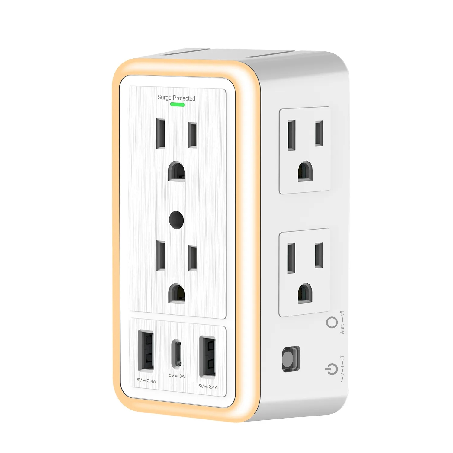 Multi Plug Outlet with 6-Outlet 2 USB Port And Night Light 4