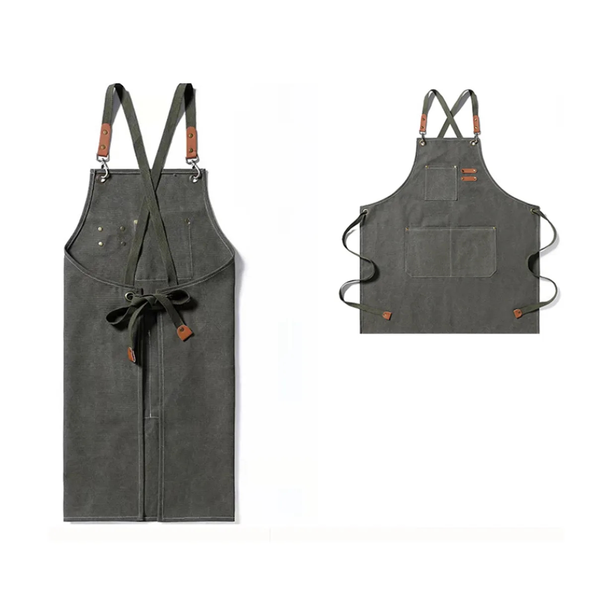 Lightweight Canvas Cross Back Chef Cotton Aprons 11