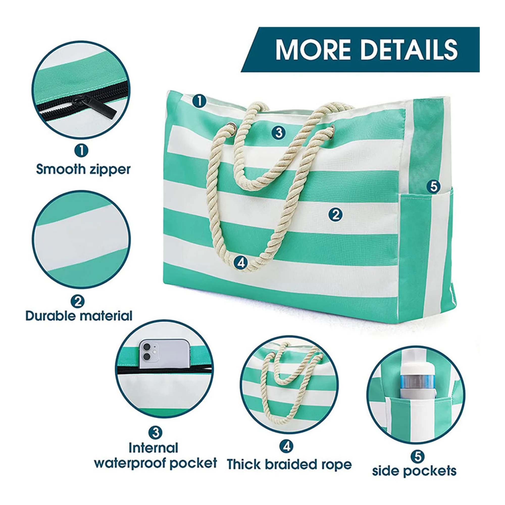 Fashionable Cotton Striped Outdoor Storage Bag 2