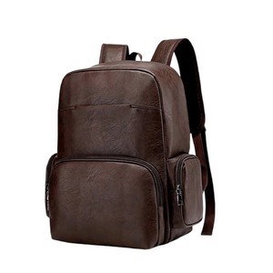 PU Leather Laptop Backpack With USB Charging Port 4