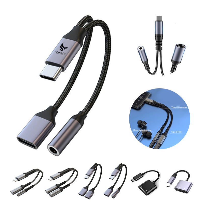 2-in-1 USB C Headphone Adapter & Charger Splitter 1