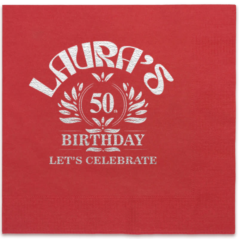 Foil Stamped Square Dinner Napkins 16
