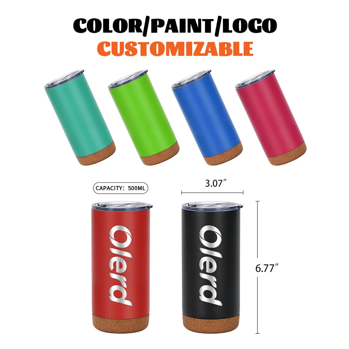 16 OZ. Travel Insulated Coffee Tumblers with Cork Bottom 4