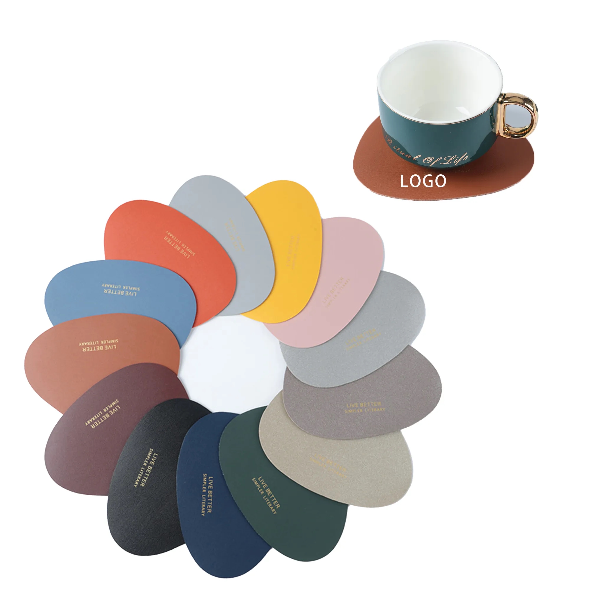 MOQ 100 Custom Leather Coffee Cup Table Mat 2