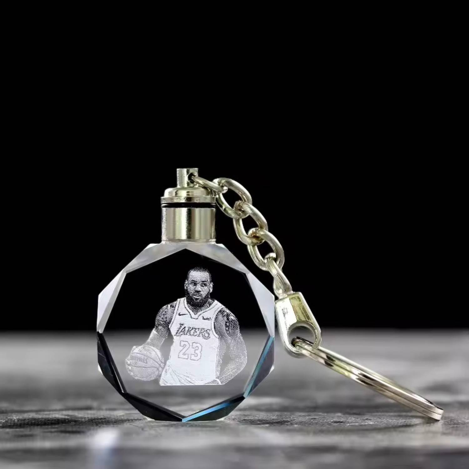 Octagon Shaped LED Light Crystal Keychain 5