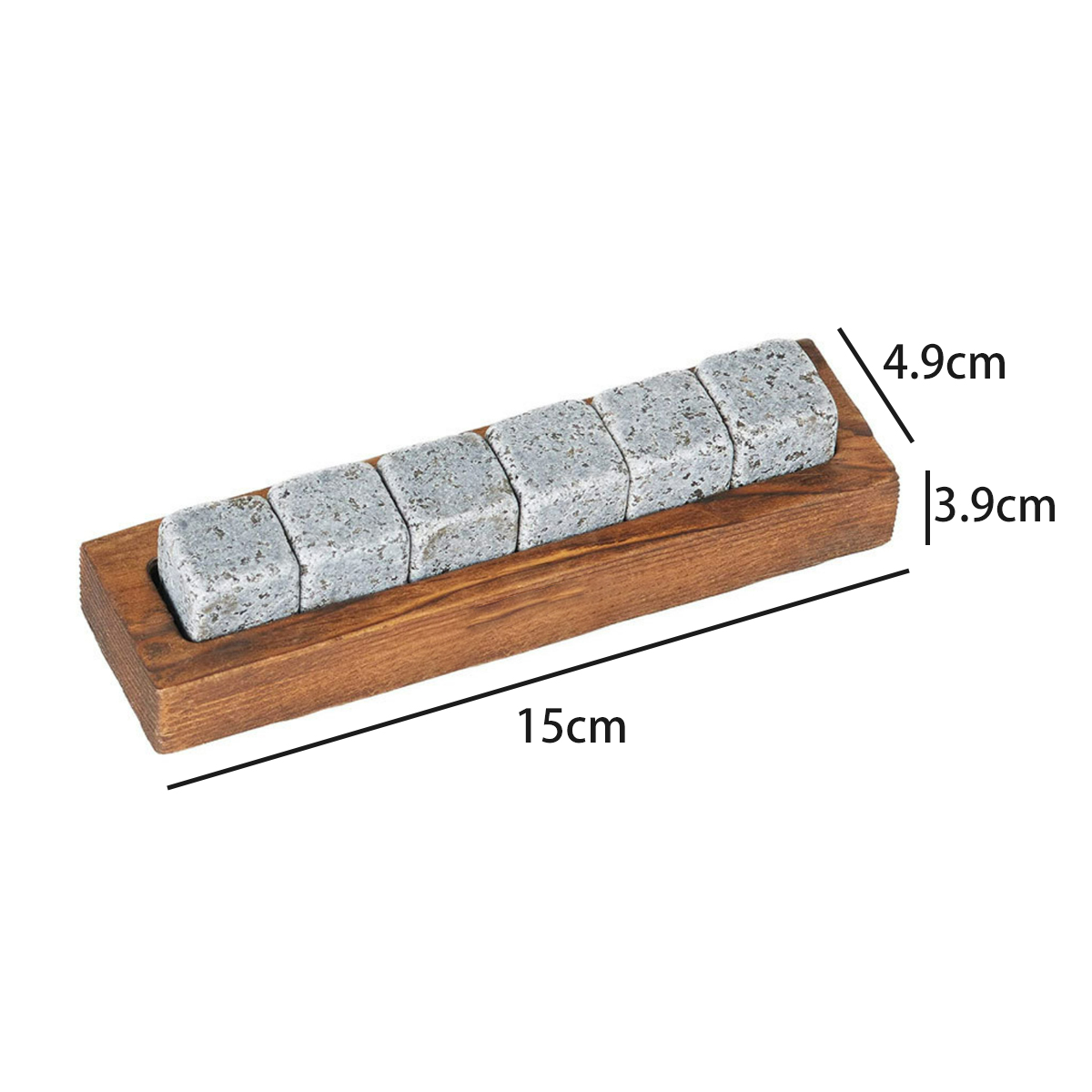 Whiskey Chilling Stones Gift Set W/ Wooden Tray and Gift Box 7