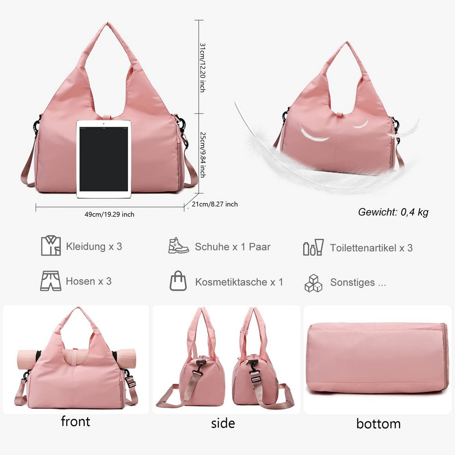 Sports Gym Yoga Bag with Shoes Compartment 4