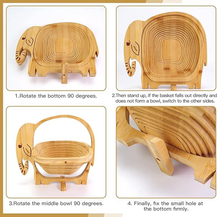 Foldable Bamboo Elephant Fruit Basket 9
