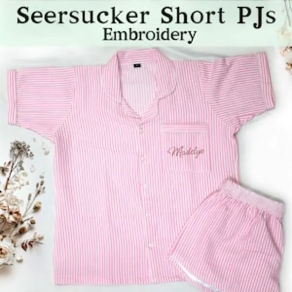 Personalized Cotton Seersucker Pajama Set 2