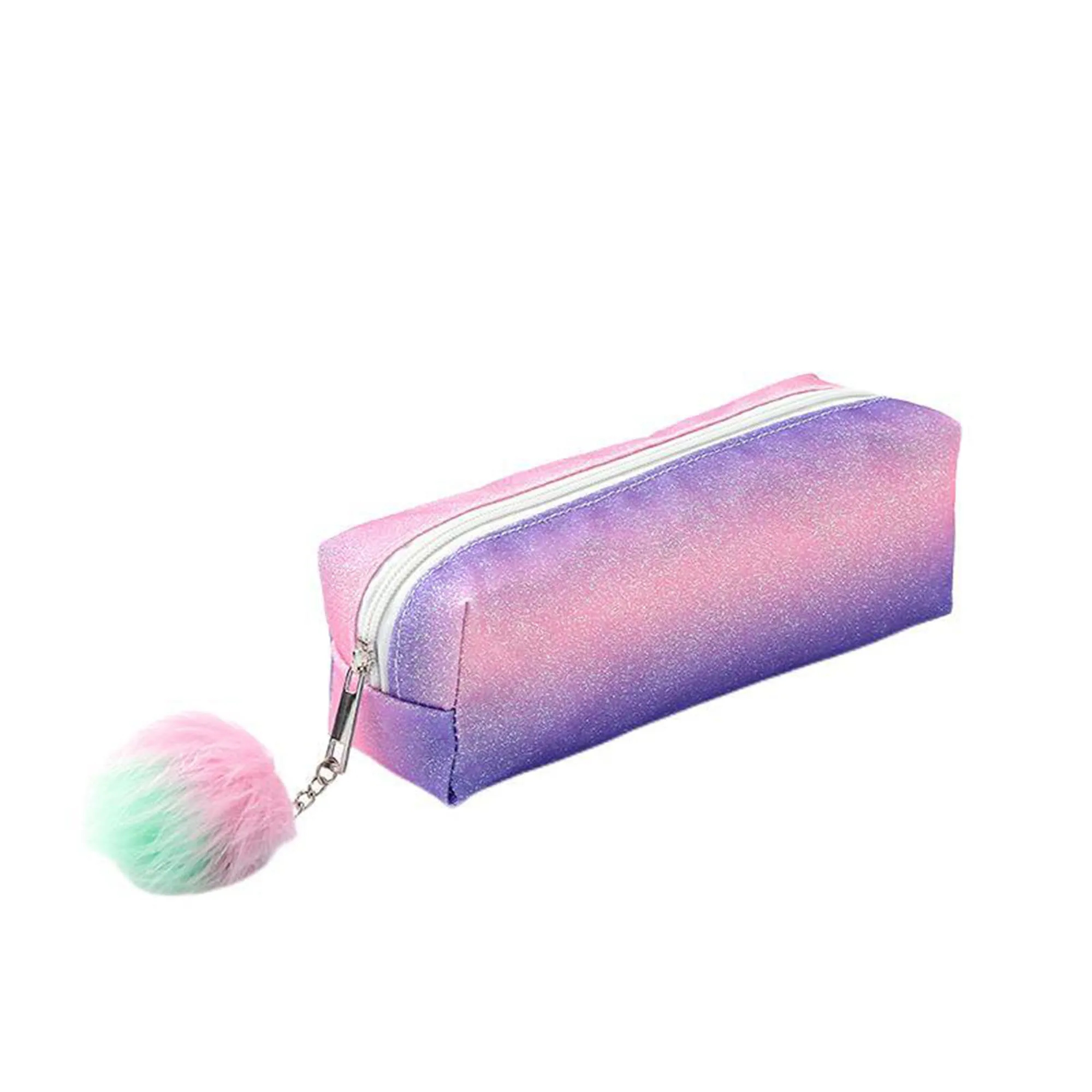 Rainbow Pencil Case With Plush Ball 4