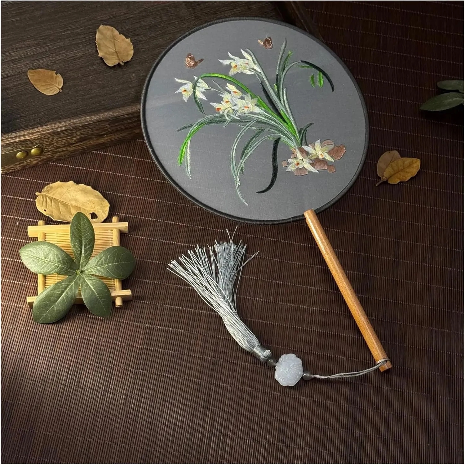 Classic Double Sided Embroidered Fan 6