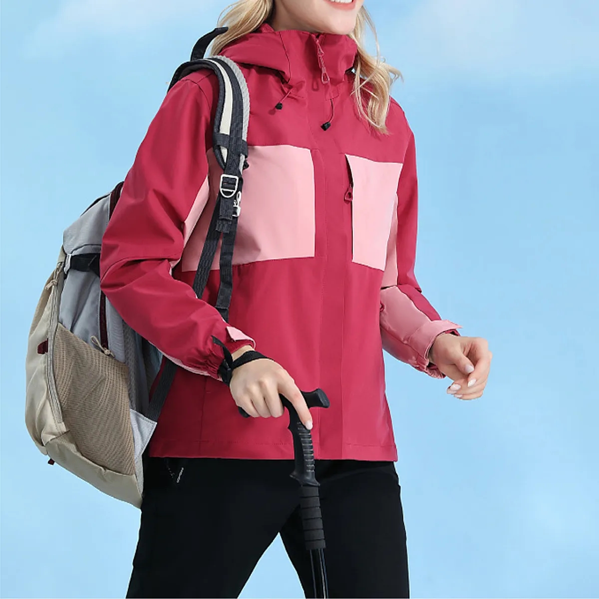 Colorblock Waterproof Softshell Jacket With Hood 5
