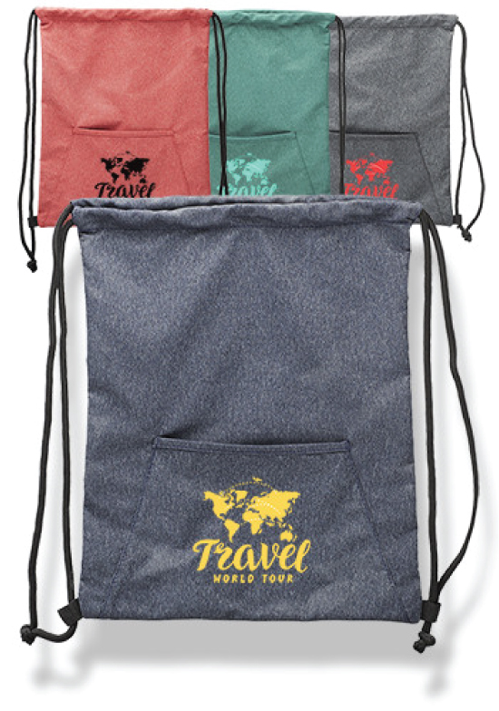 Heathered Drawstring Backpacks with Pocket 1
