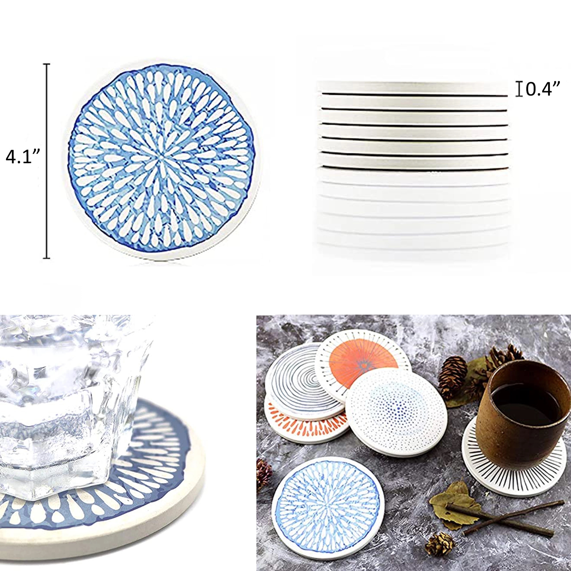 Absorbing Round Ceramic Stone Coaster MOQ50pcs