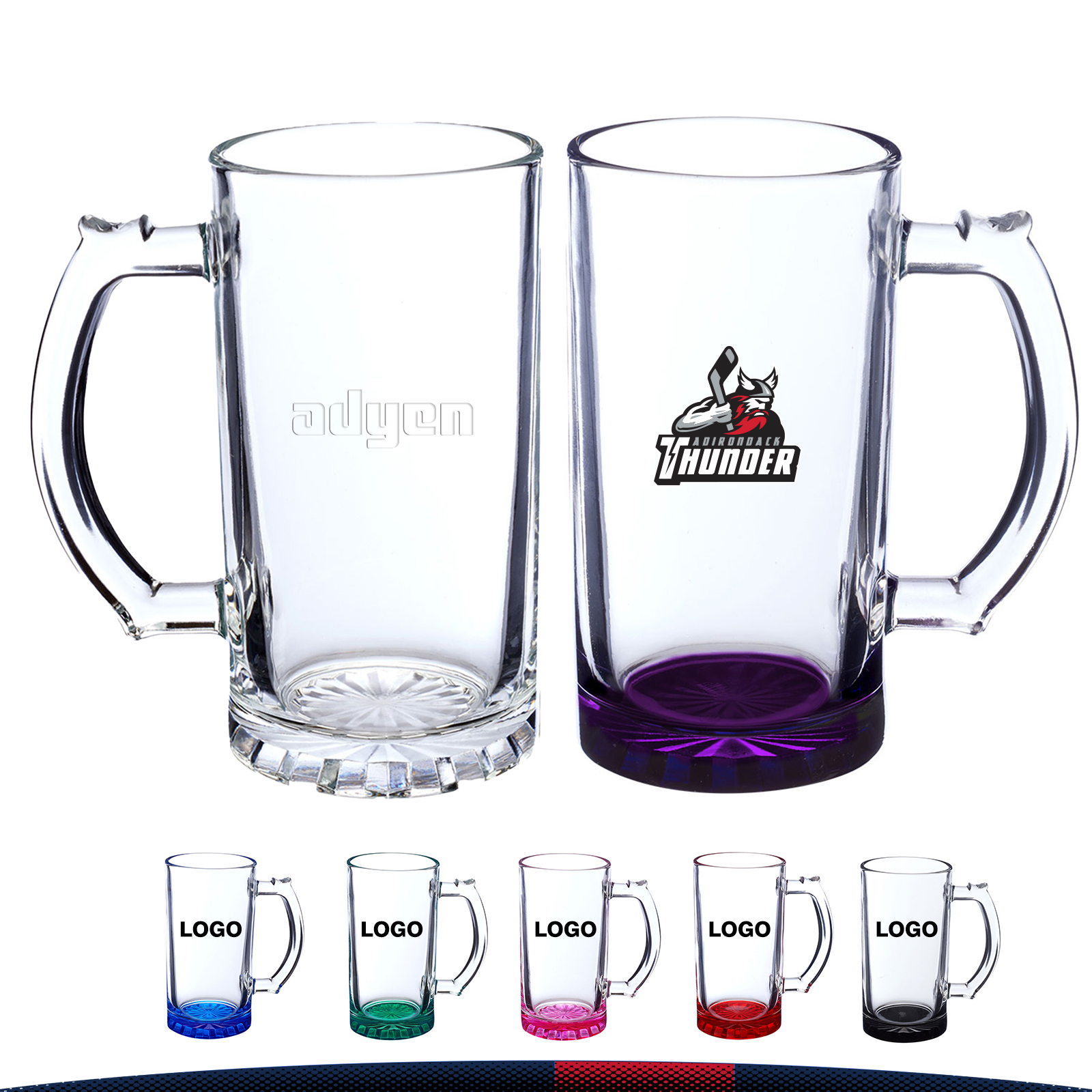 16 oz. Multicolored Bottom Beer Glasses 6