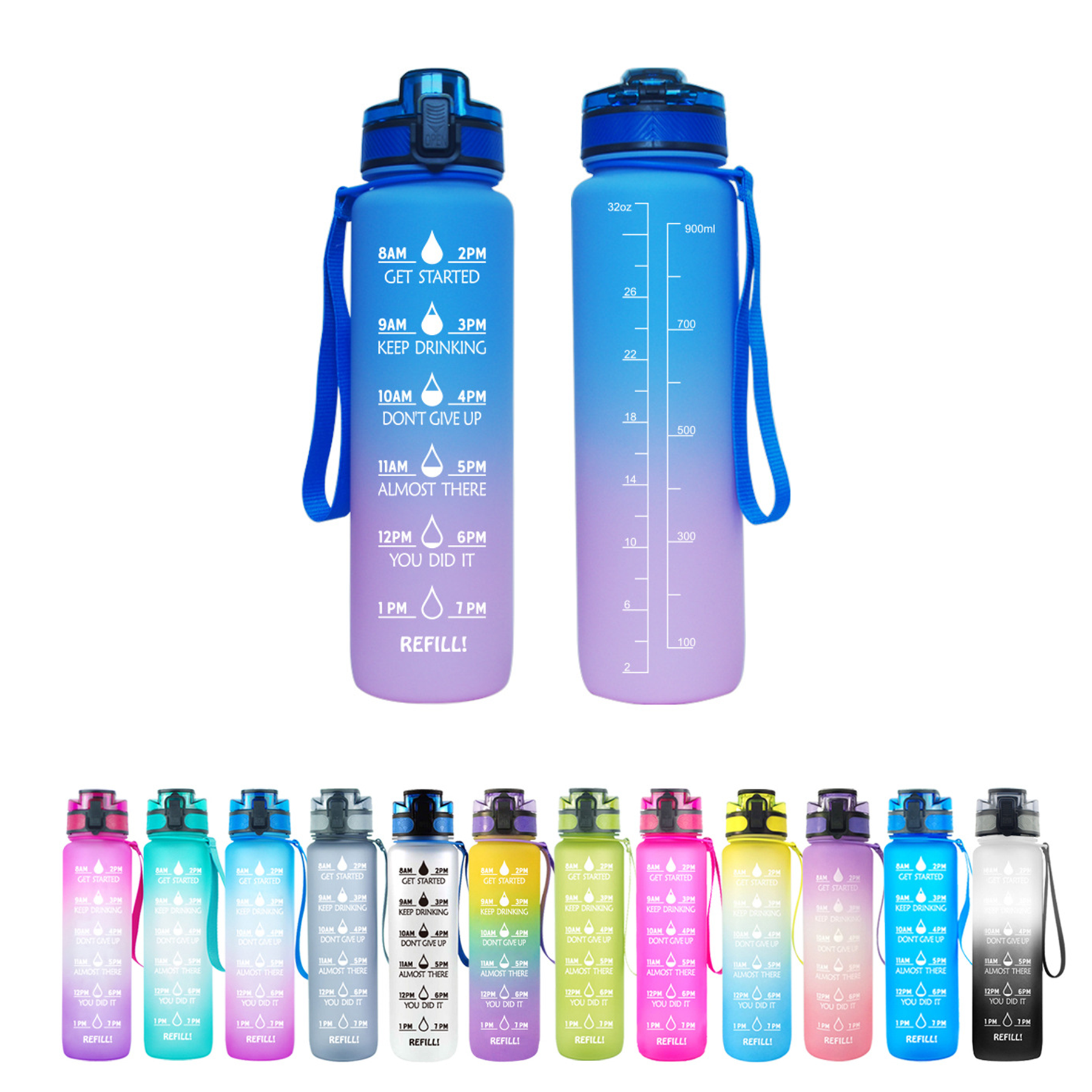 32oz Leakproof Motivational Sports Water Bottle 4