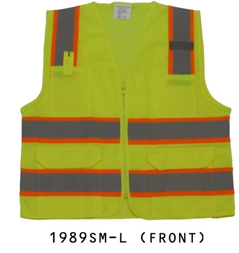Ansi Class 2 Safety Vest, 2 Tone, Solid/Mesh, Lime 2