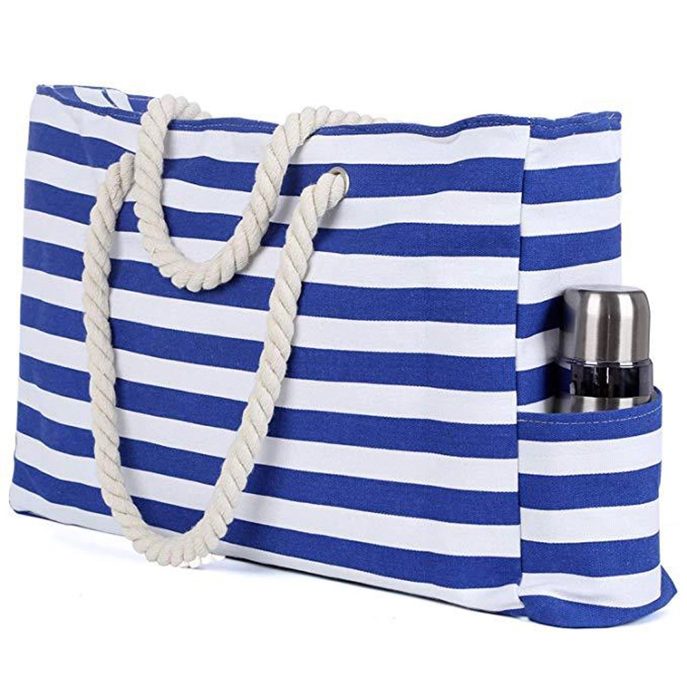 Canvas Striped Beach Bag 2