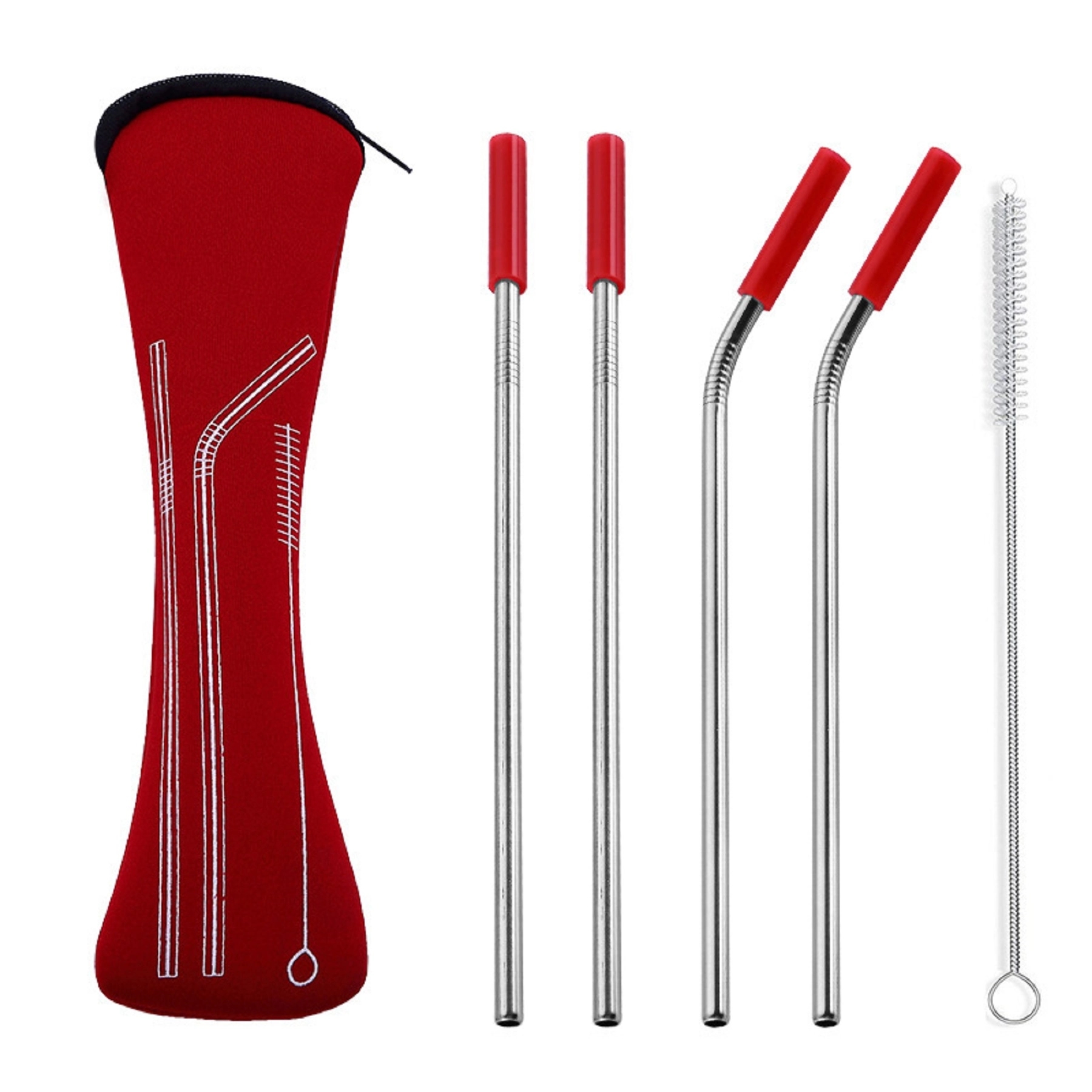 Stainless Steel Drinking Straw with Cleaner in Neoprene Bag 8