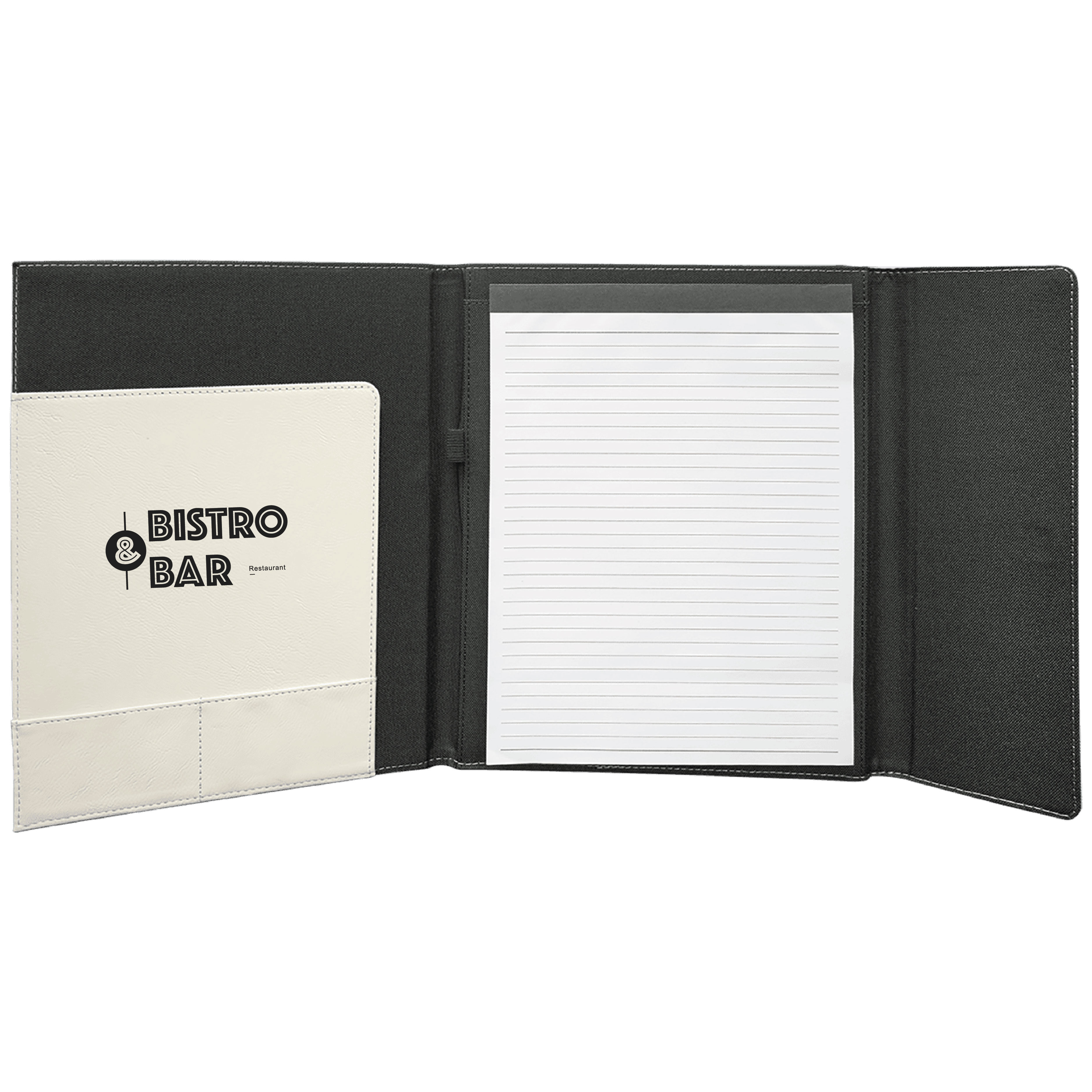 9" x 12" White Leatherette & Black Canvas Portfolio 9