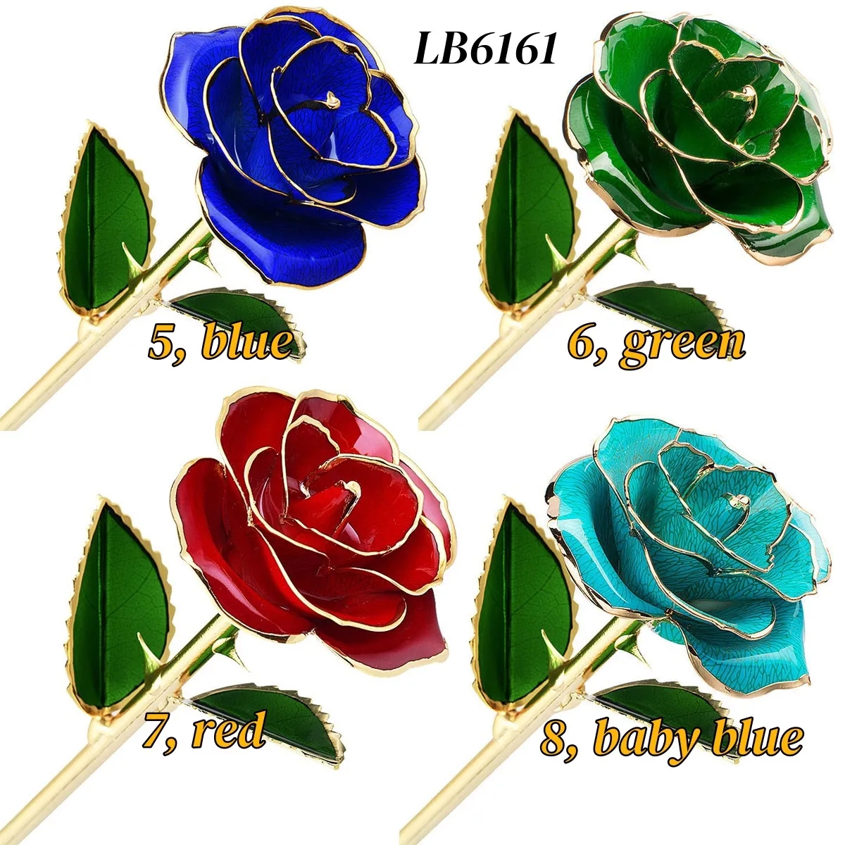 24K Gold Dipped Rose with Stand Romantic Gift Set 6