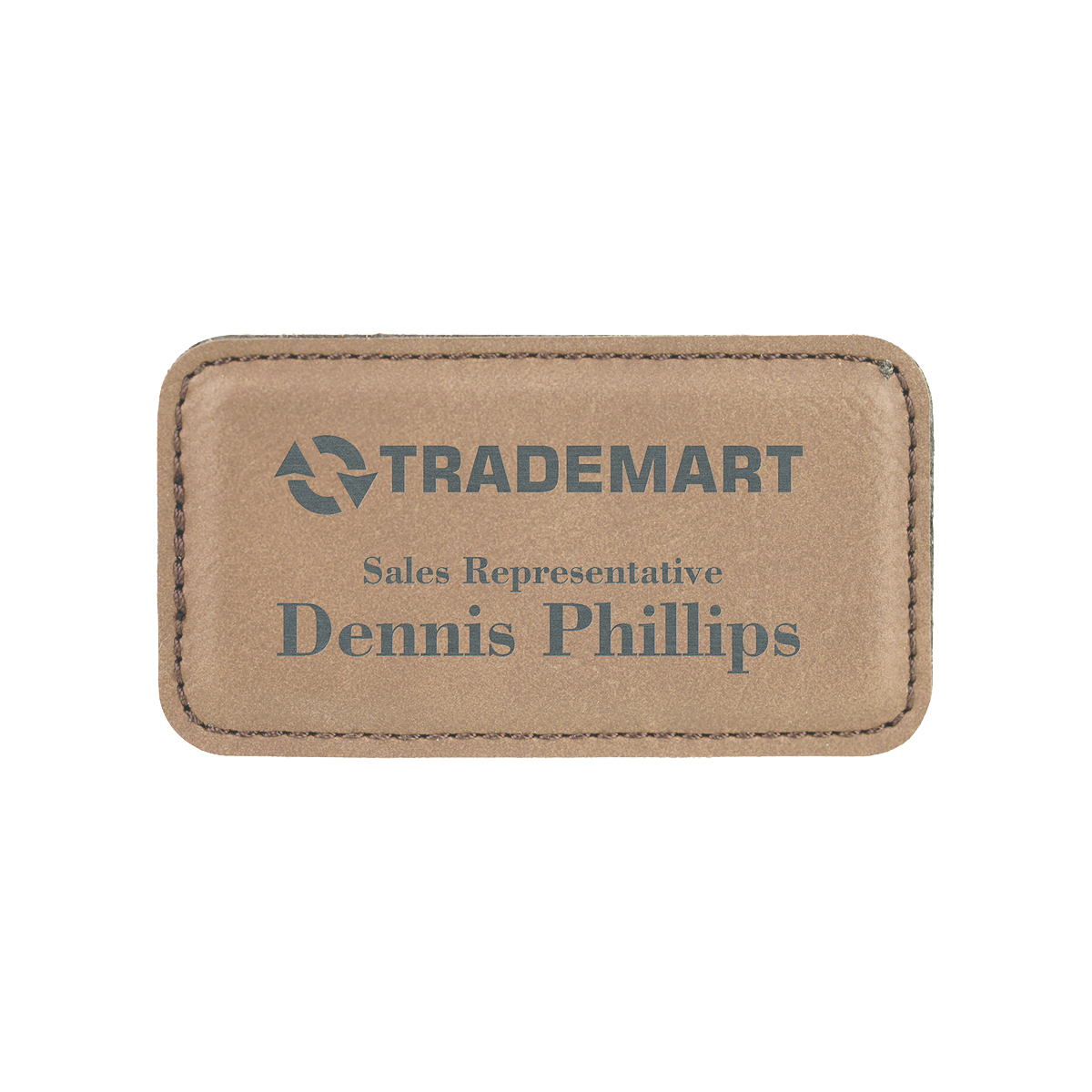 3 1/4" x 1 3/4" Dark Brown Leatherette Badge w/ Magnet