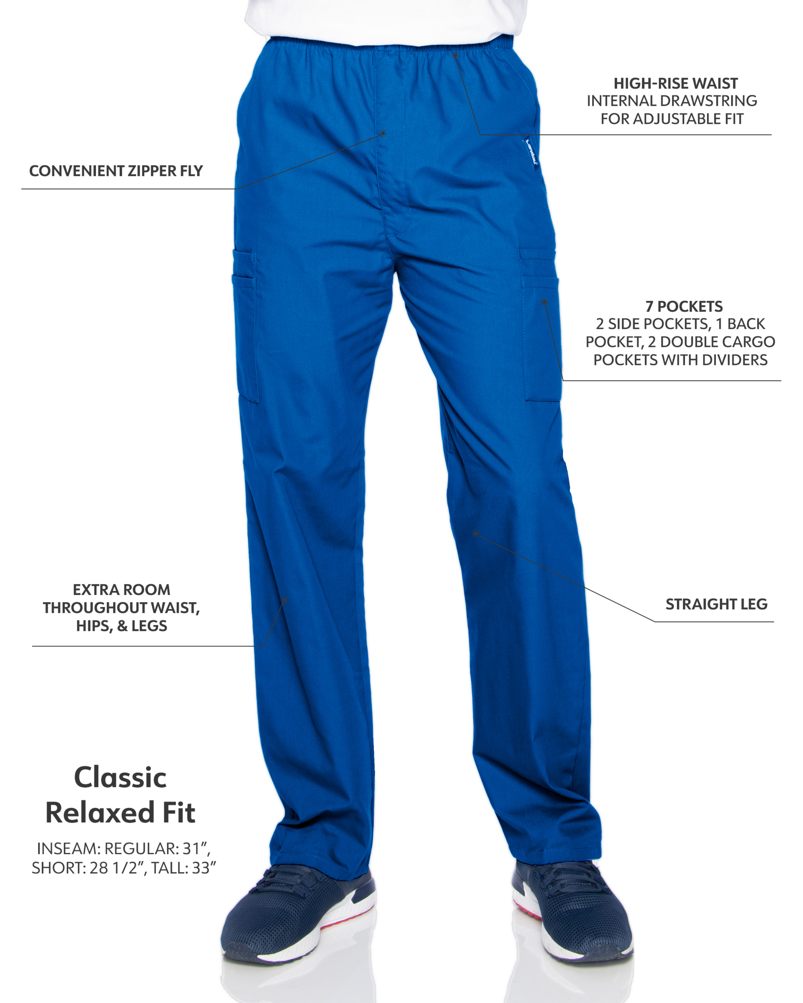 Landau - Essentials - Men's Seven-Pocket High-Rise Elastic Waist Cargo Pant 35