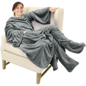 Wearable Fleece Blanket With Sleeves/Foot Pockets 5