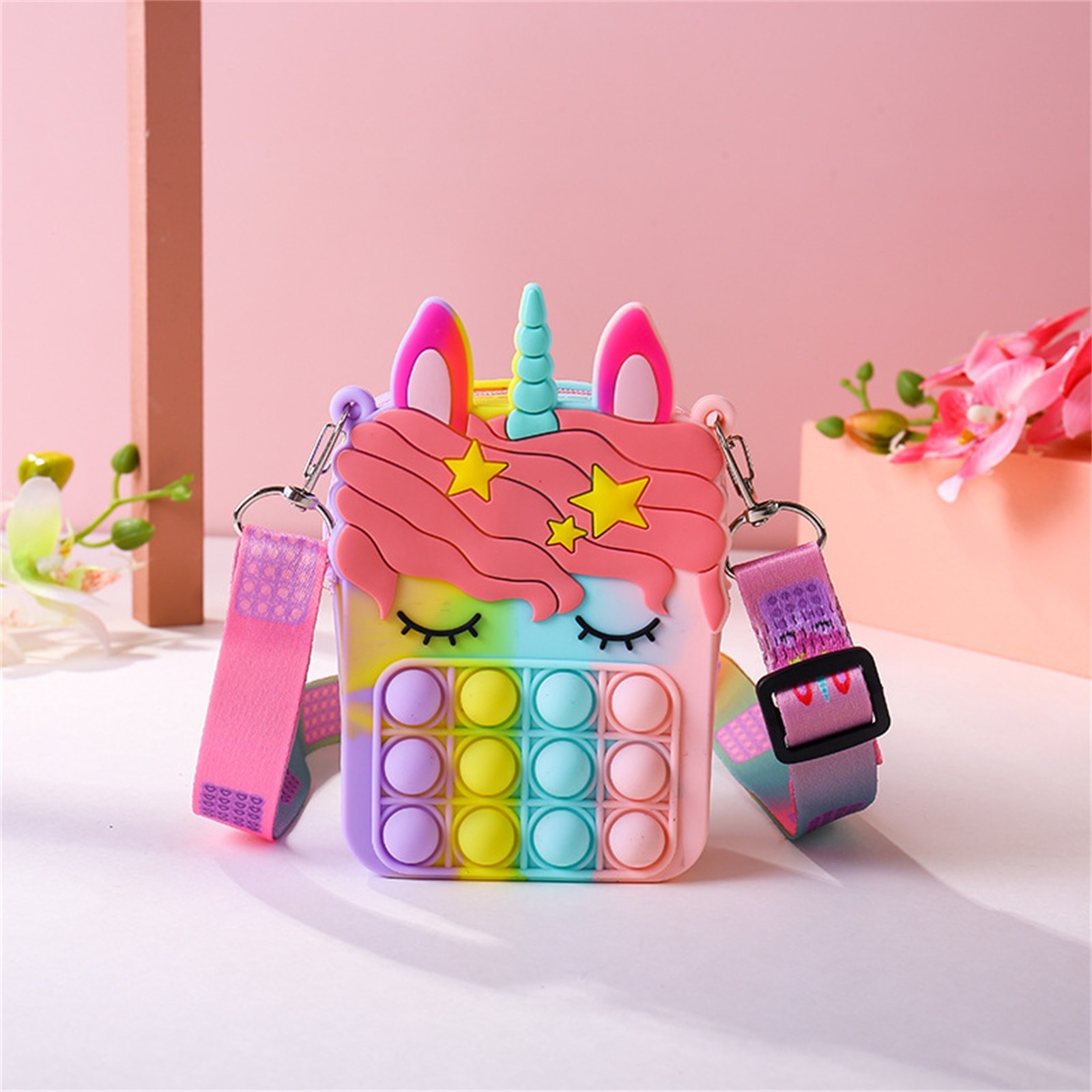 Kids Cartoon Soft Silicone Push Bubble Crossbody Purse 3