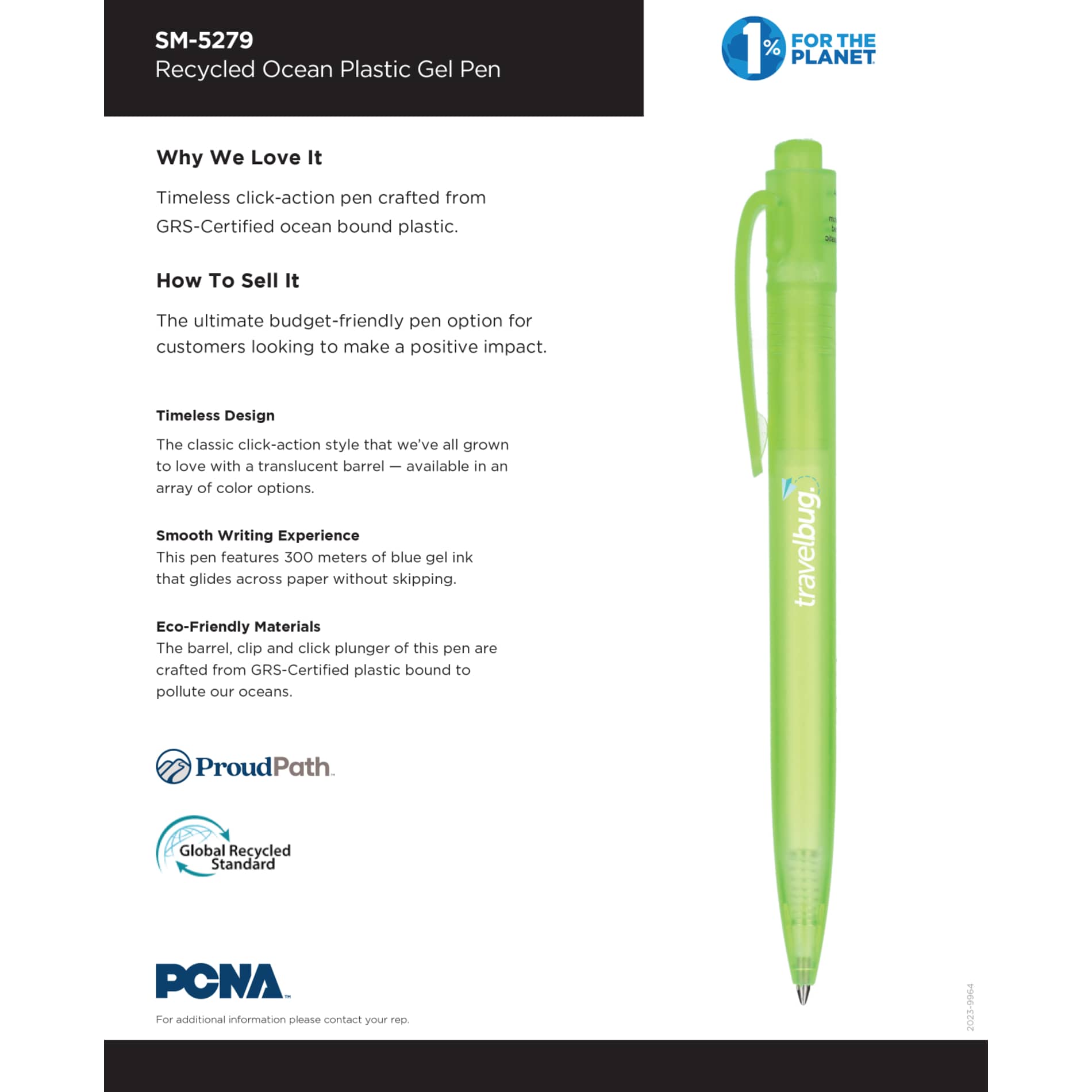 Recycled Ocean Plastic Gel Pen 154