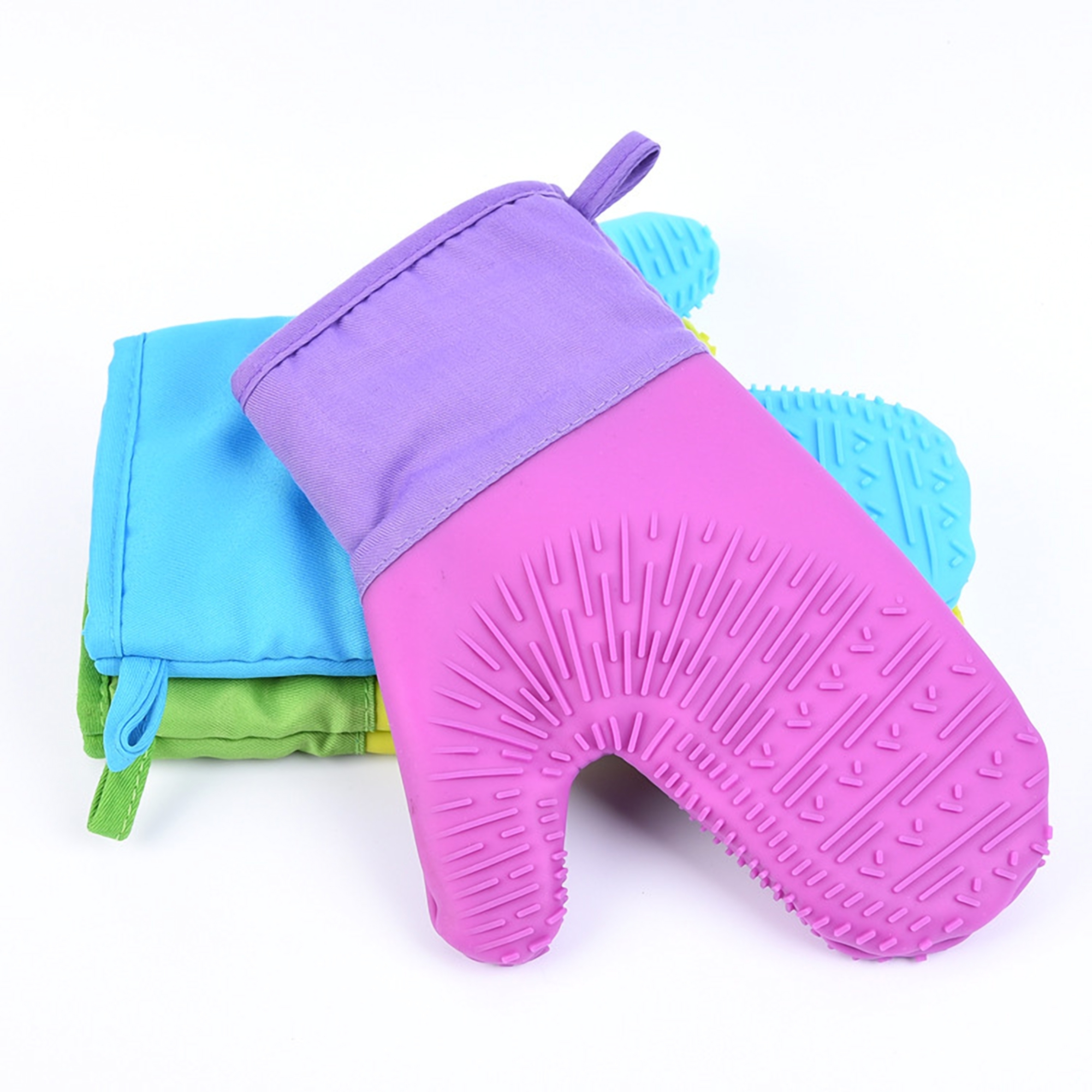 Heat Resistant Silicone Kitchen Gloves w/Cotton Lining 3