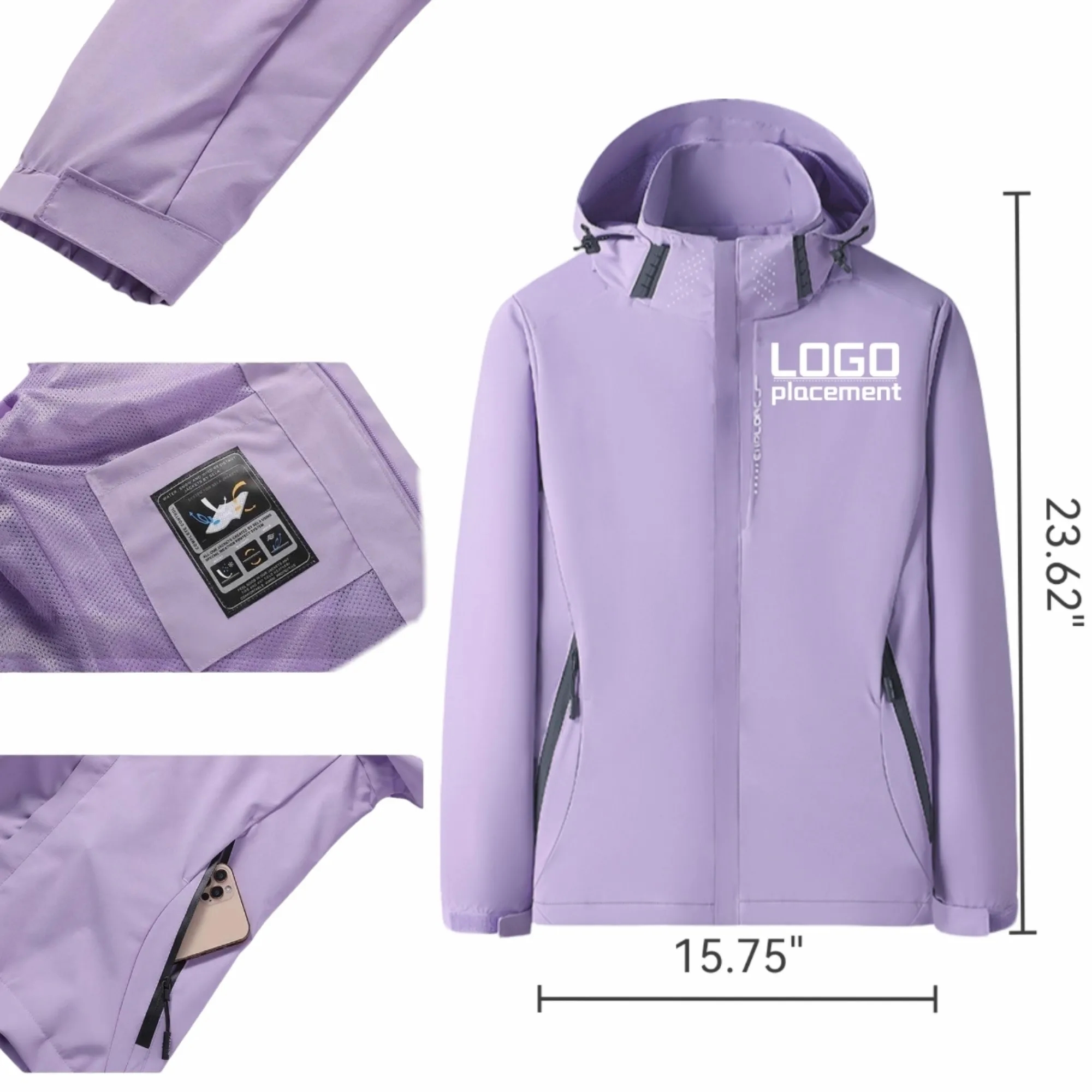 Unisex Outdoor Hooded Single-Layer 3-Proof Hiking Jacket 7