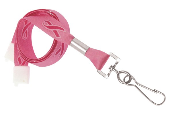 5/8" Pink Breast Cancer Awareness Ribbon Lanyard 1