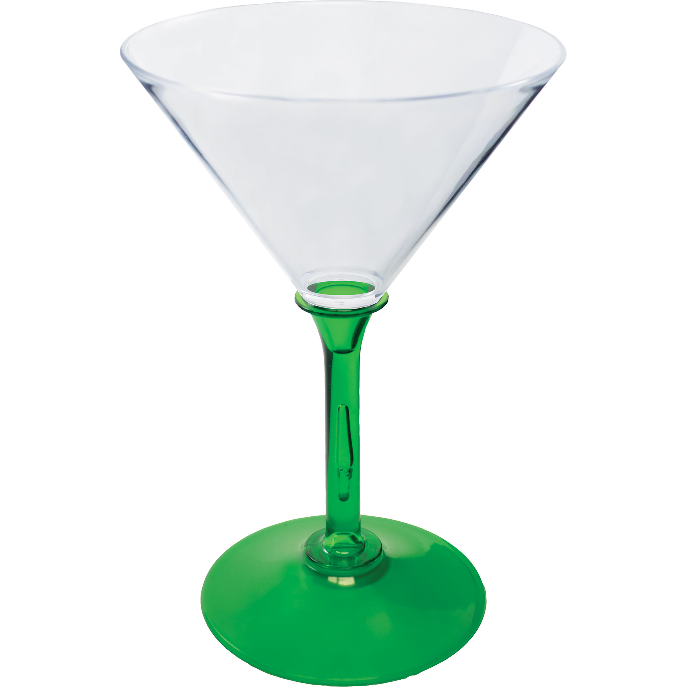 7oz Standard Stem Plastic Martini Glass with Your Choice of Stem Color