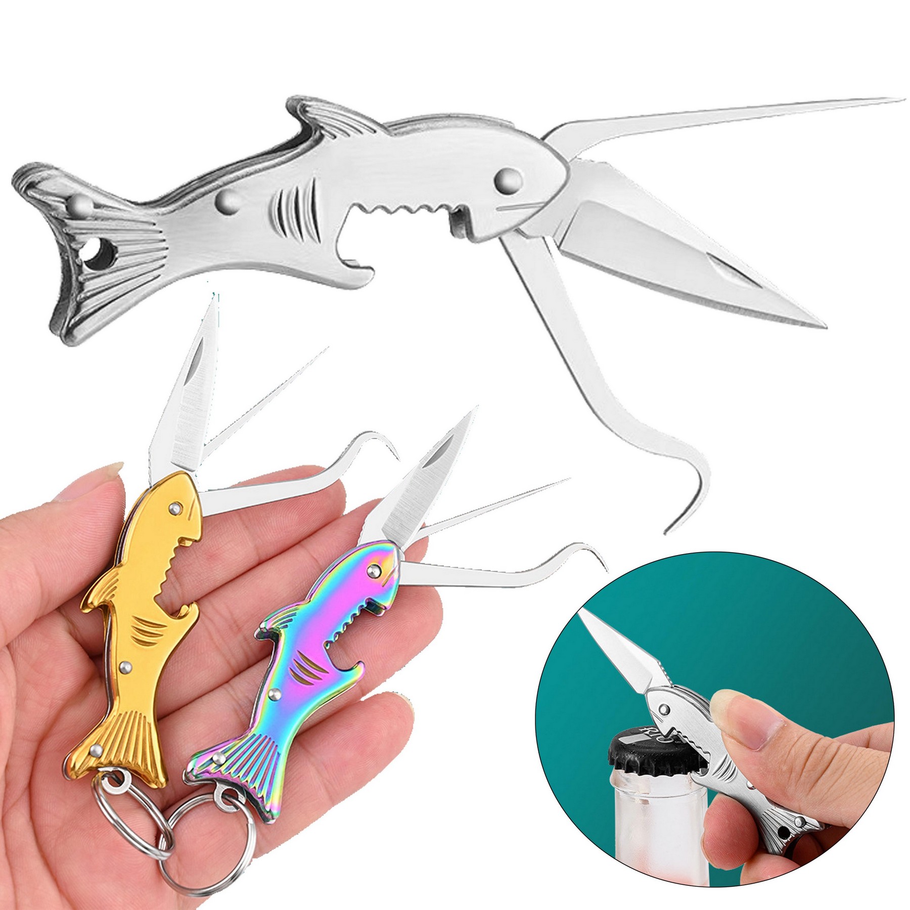 Shark-shaped Folding Knife With Keychain 1