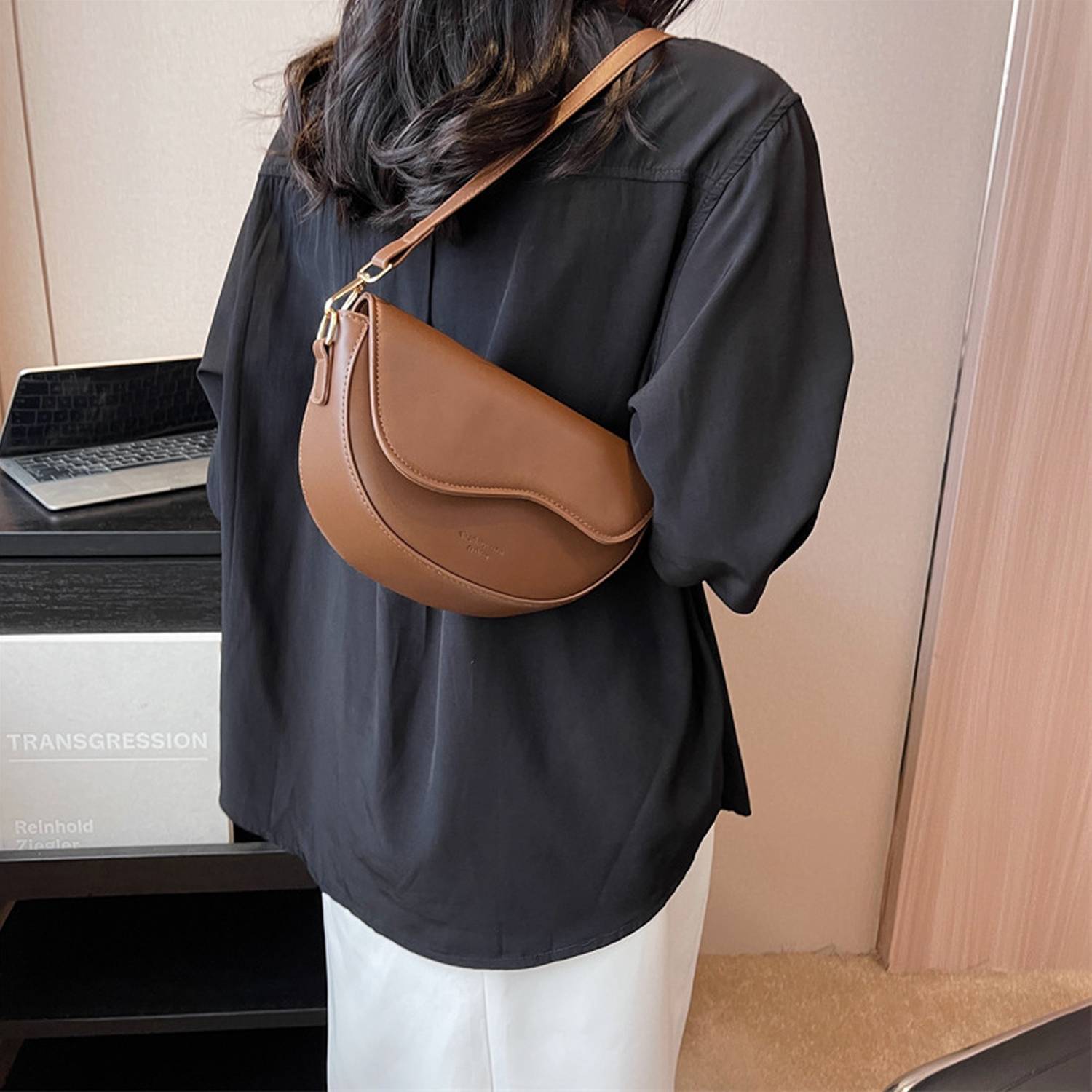PU leather vintage Tote Bag, custom tote bag with logo imprint 6