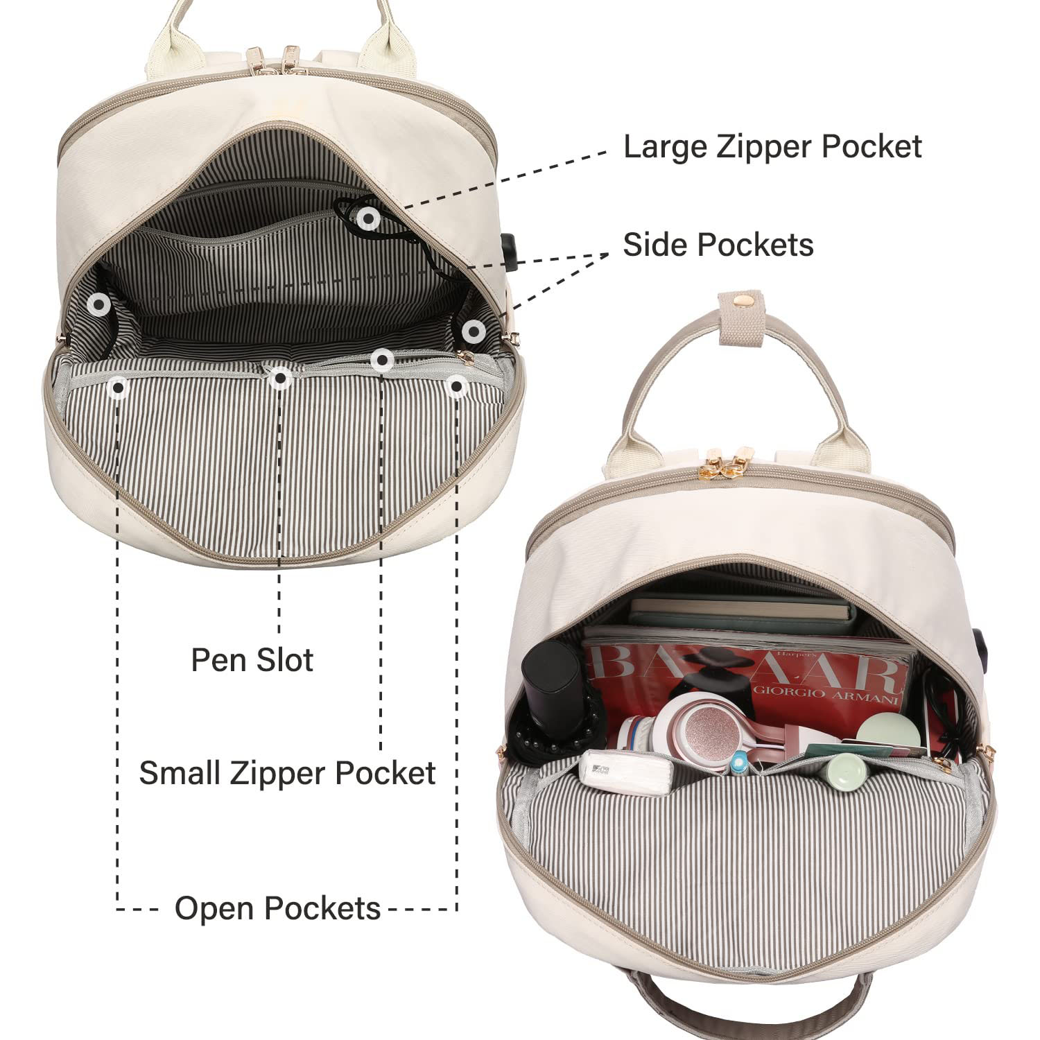Waterproof Polyester USB Laptop Backpack w/ Luggage Strap 6